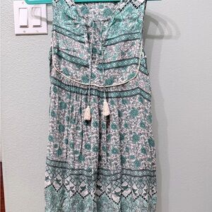 Spell Sleeveless Dress in Teal and White Floral